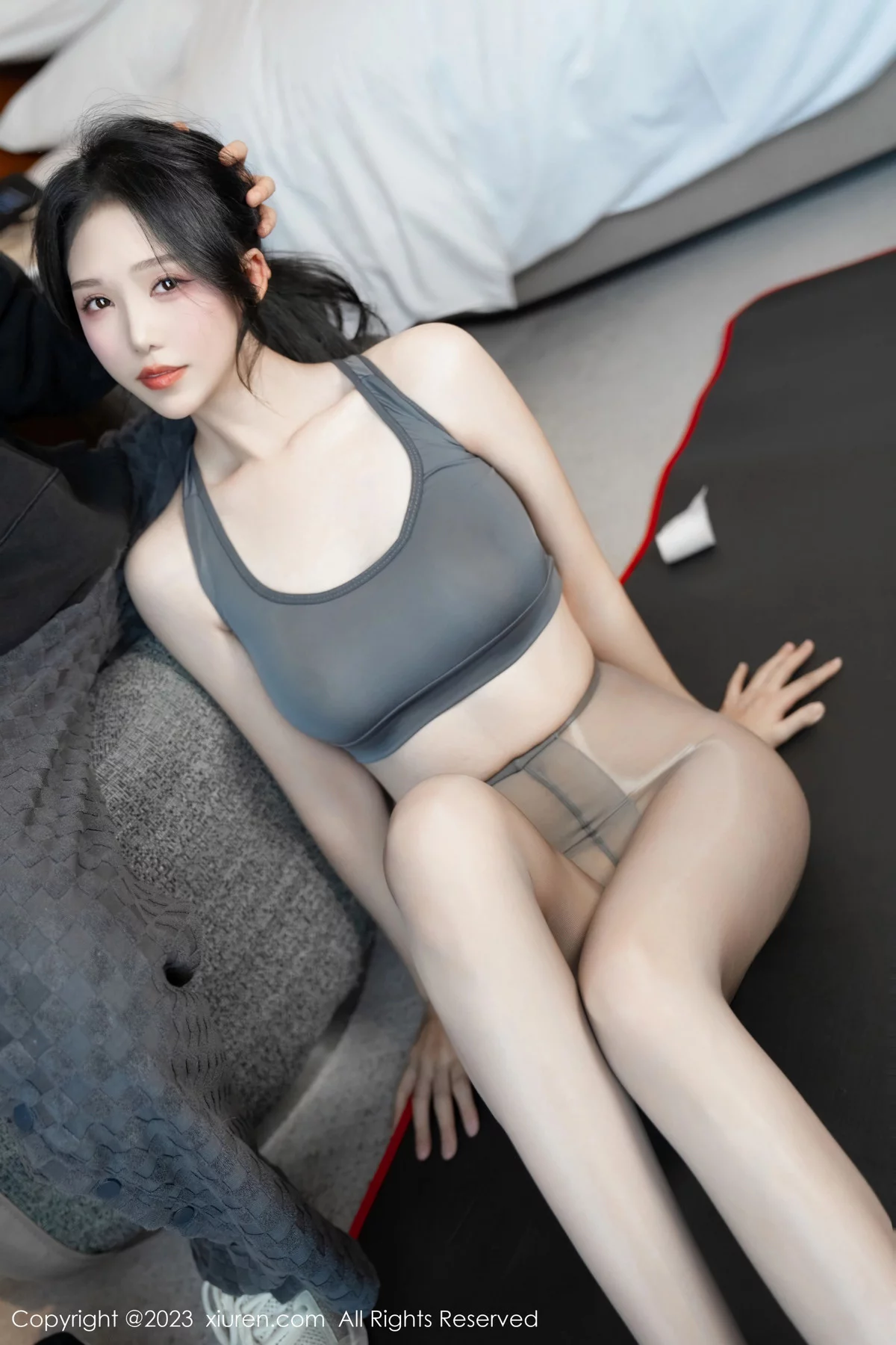 秀人集.com_[XiuRen秀人网]No.7882_模特利世性感灰色瑜伽服饰配超薄无内灰丝秀曼妙身姿诱惑写真80P