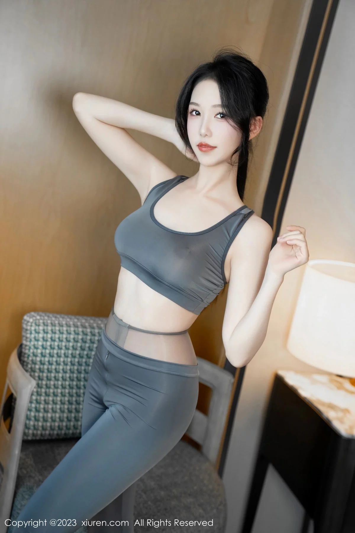 秀人集.com_[XiuRen秀人网]No.7882_模特利世性感灰色瑜伽服饰配超薄无内灰丝秀曼妙身姿诱惑写真80P