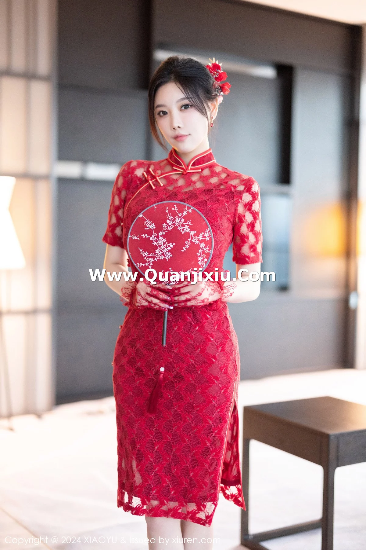 秀人集.com_[XiaoYu画语界]Vol.1184_女神杨晨晨Yome红色中式婚服露性感红色蕾丝内衣完美诱惑写真82P