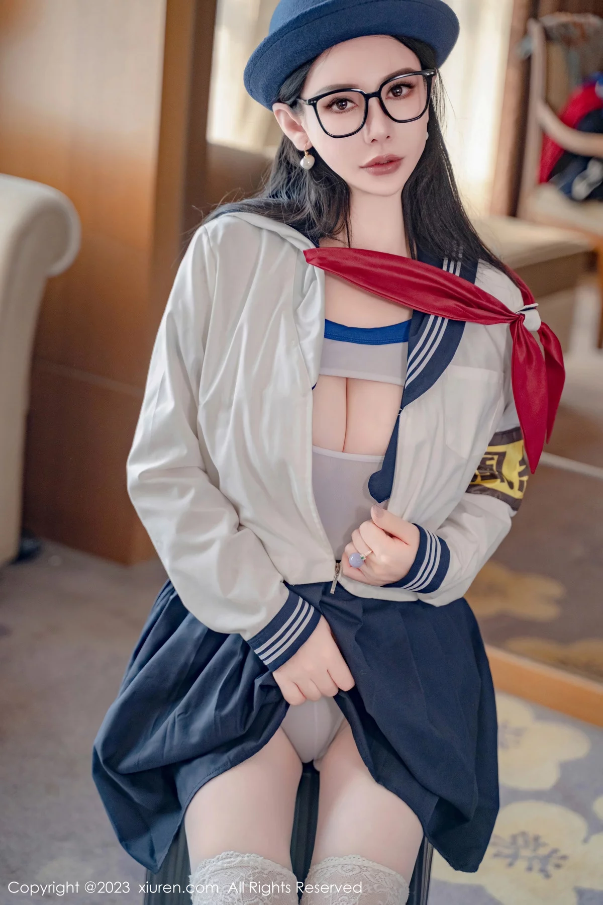 秀人集.com_[XiuRen秀人网]No.7839_新人模特悦悦姐性感JK制服露风纪内衣秀丰满身材撩人诱惑写真75P
