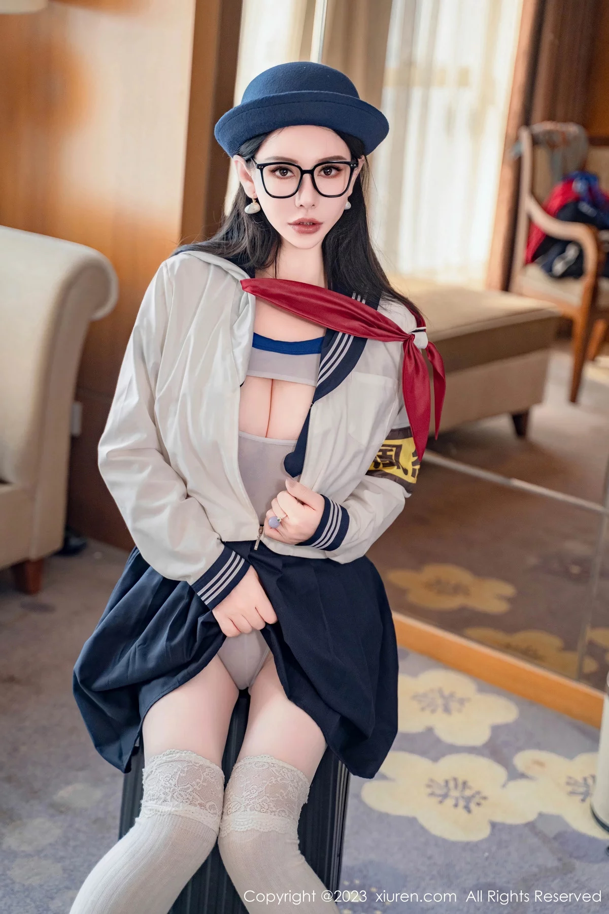 秀人集.com_[XiuRen秀人网]No.7839_新人模特悦悦姐性感JK制服露风纪内衣秀丰满身材撩人诱惑写真75P