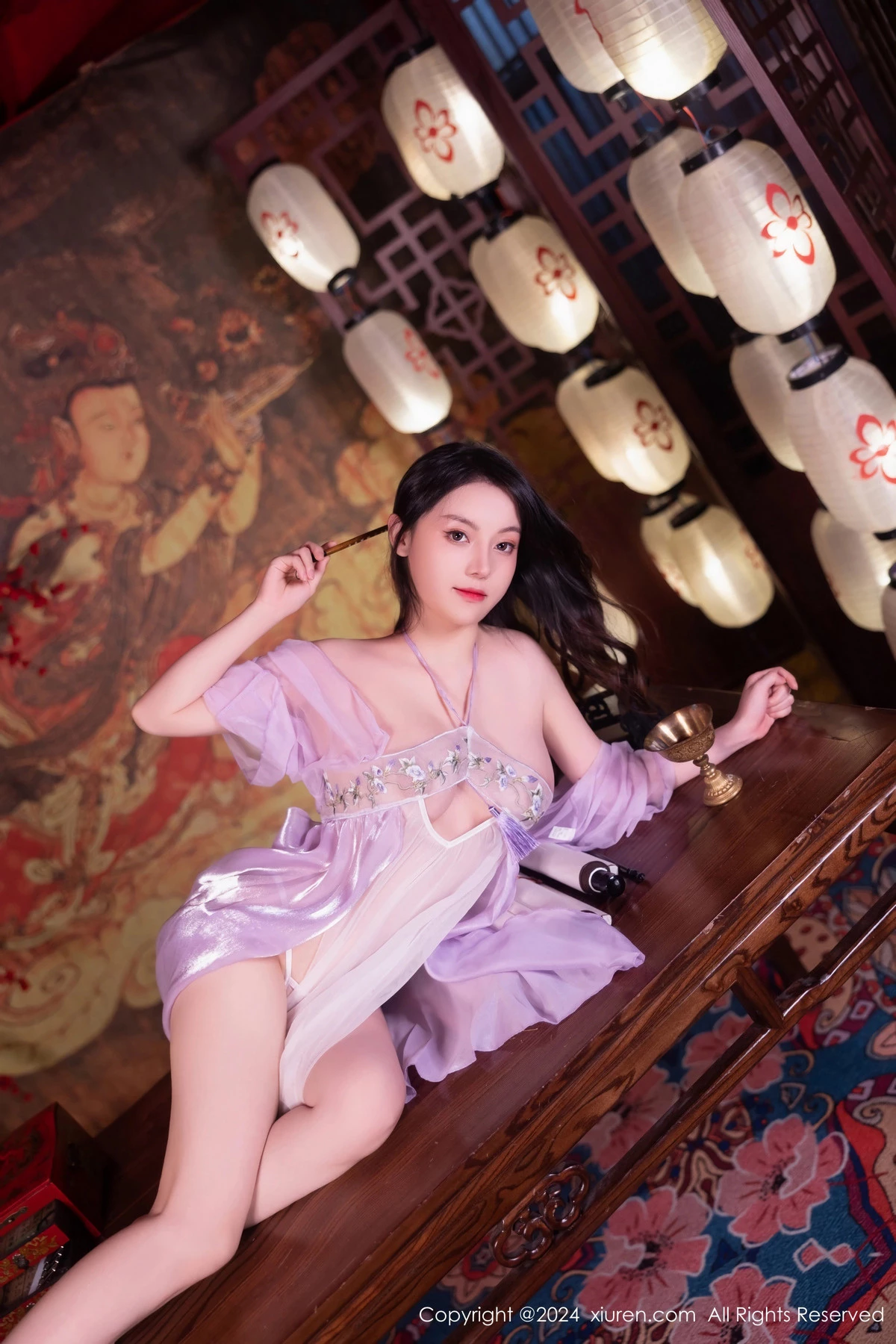 秀人集.com_[XiuRen秀人网]No.8059_模特豆瓣酱性感轻透紫色古装服饰透视秀惹火身材极致诱惑写真80P