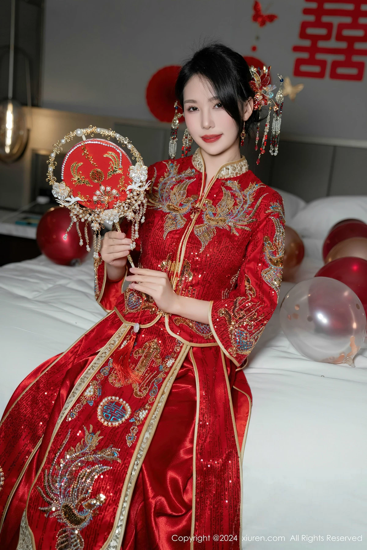 秀人集.com_[XiuRen秀人网]No.8376_模特利世性感红色新娘妆露红色内衣配超薄闪亮肉丝完美诱惑写真95P