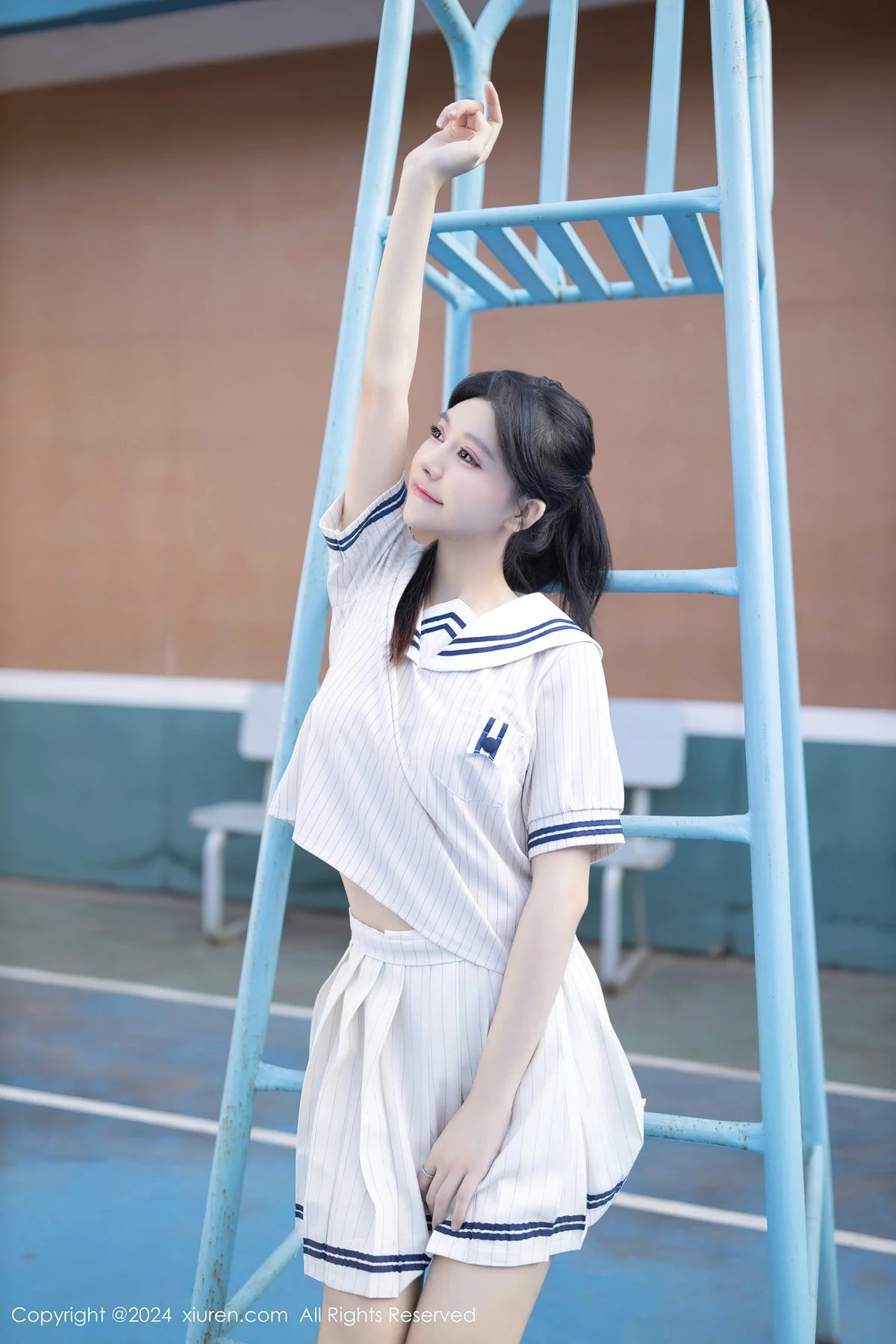 秀人集.com_[XiuRen秀人网]No.8280_模特幼幼性感白色学生短裙制服露白色内衣秀完美身材诱惑写真80P