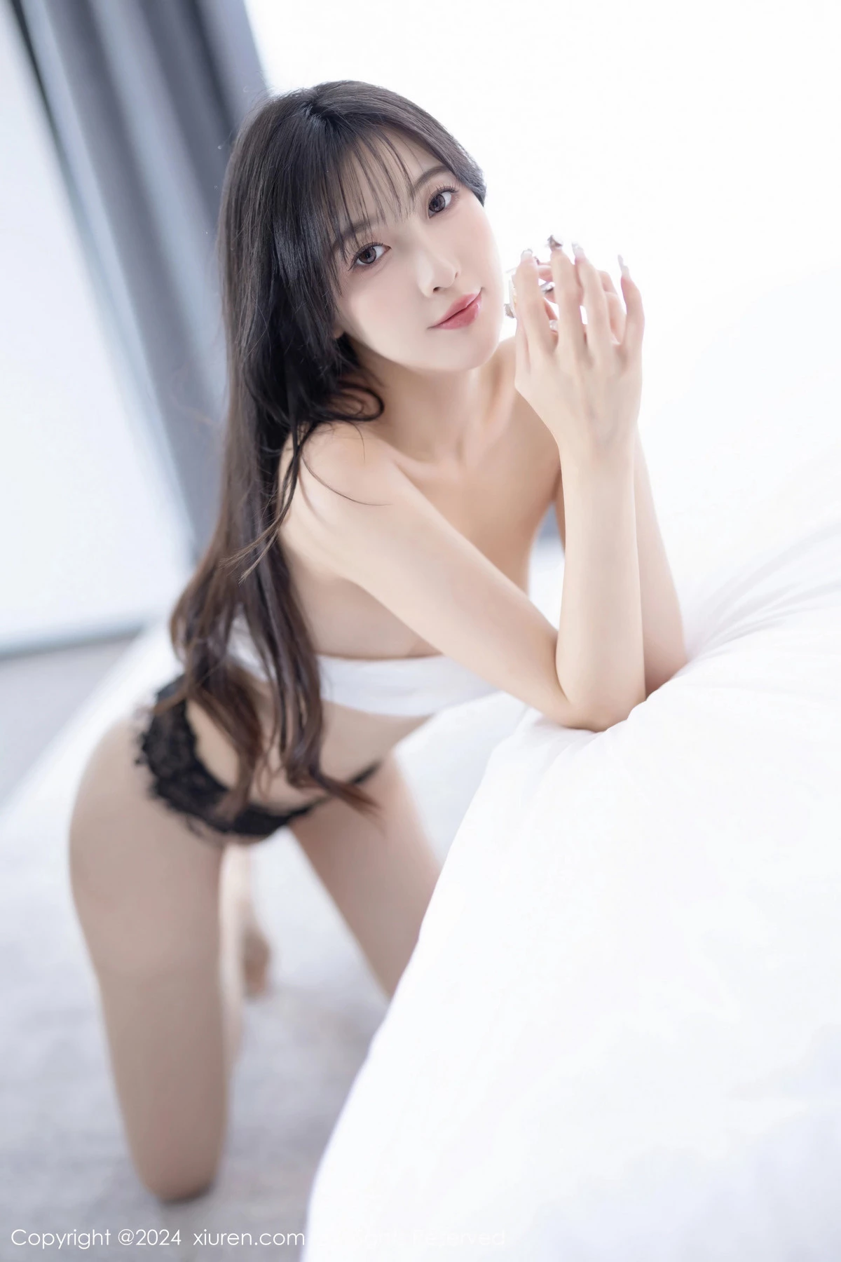 秀人集.com_[XiuRen秀人网]No.8504_模特林星阑性感白色短T配牛仔短裤露黑色蕾丝内衣撩人诱惑写真81P