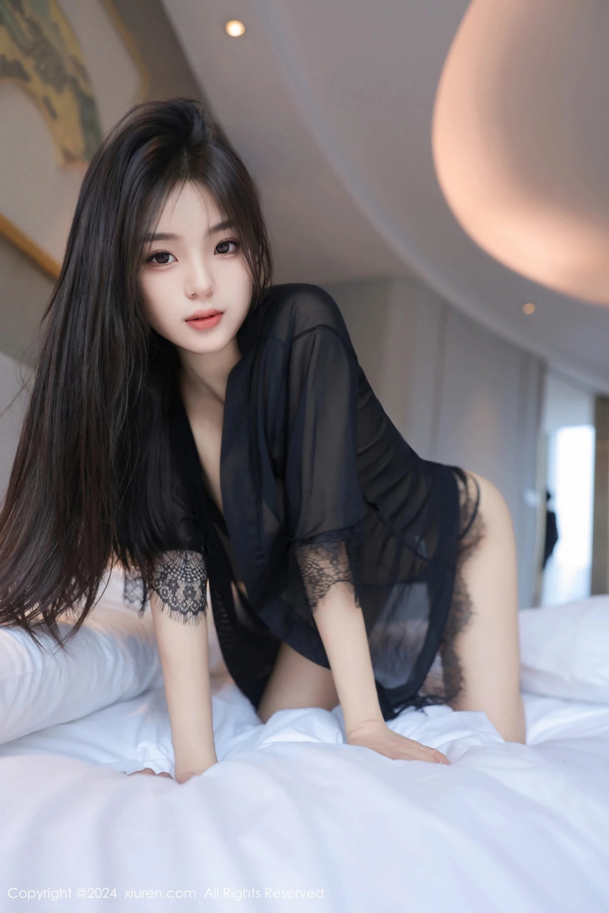 秀人集.com_[XiuRen秀人网]No.8550_模特周周不吃香菜性感黑色轻透服饰露黑色情趣内衣惹火诱惑写真85P