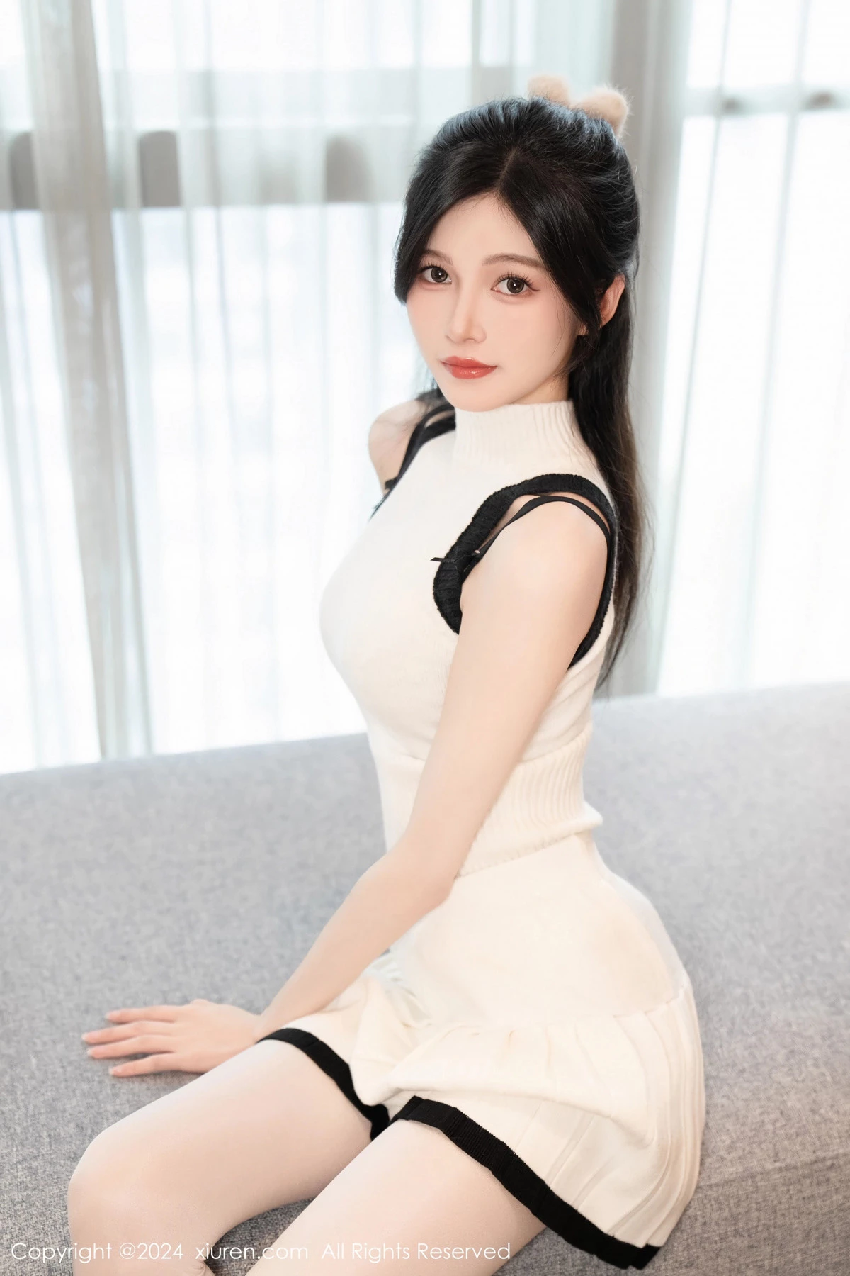 秀人集.com_[XiuRen秀人网]No.8544_模特程程程性感白色针织套装露黑色内衣配白丝袜秀美腿诱惑写真95P
