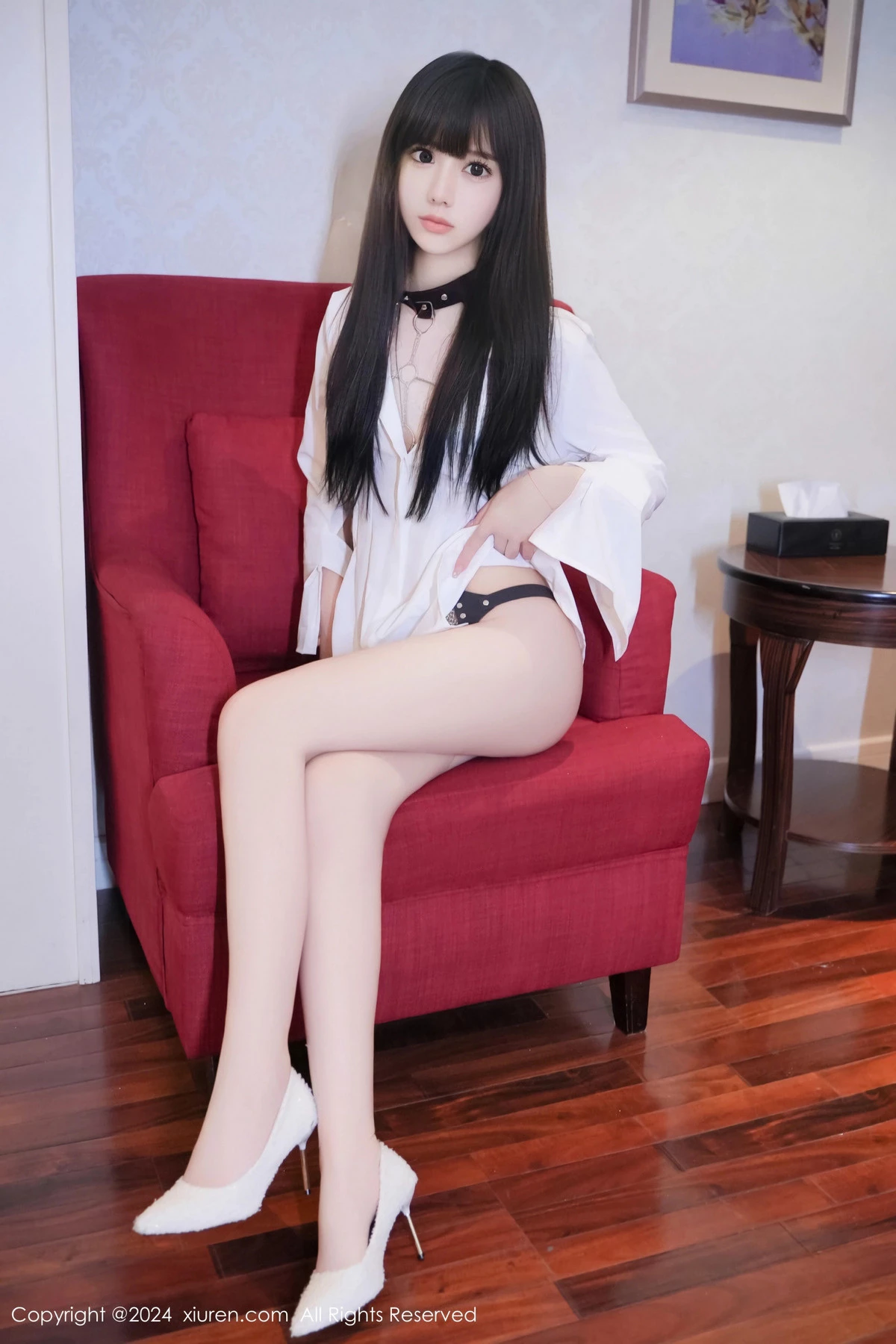 秀人集.com_[XiuRen秀人网]No.8573_模特沐言yanyan性感白色T恤露黑色情趣服饰秀柔美身姿诱惑写真78P