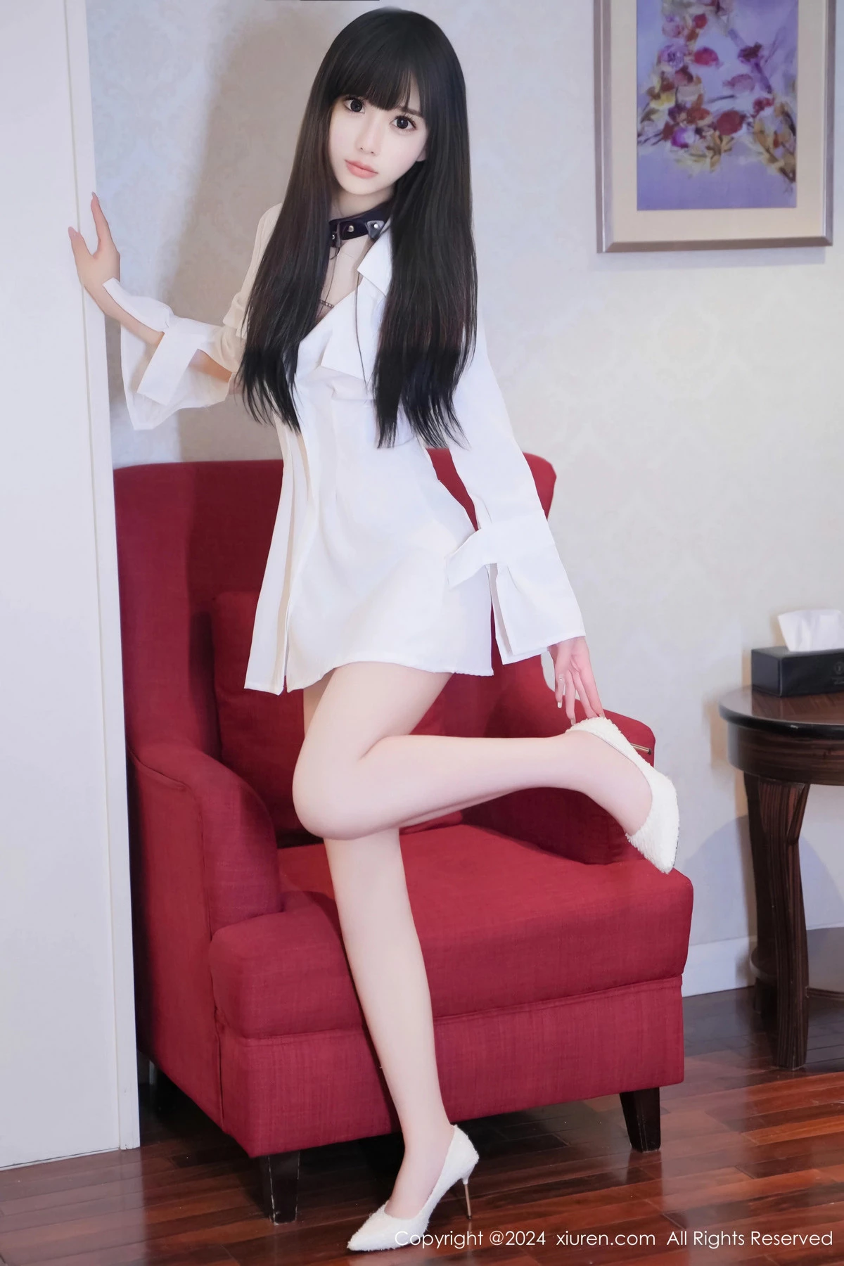秀人集.com_[XiuRen秀人网]No.8573_模特沐言yanyan性感白色T恤露黑色情趣服饰秀柔美身姿诱惑写真78P