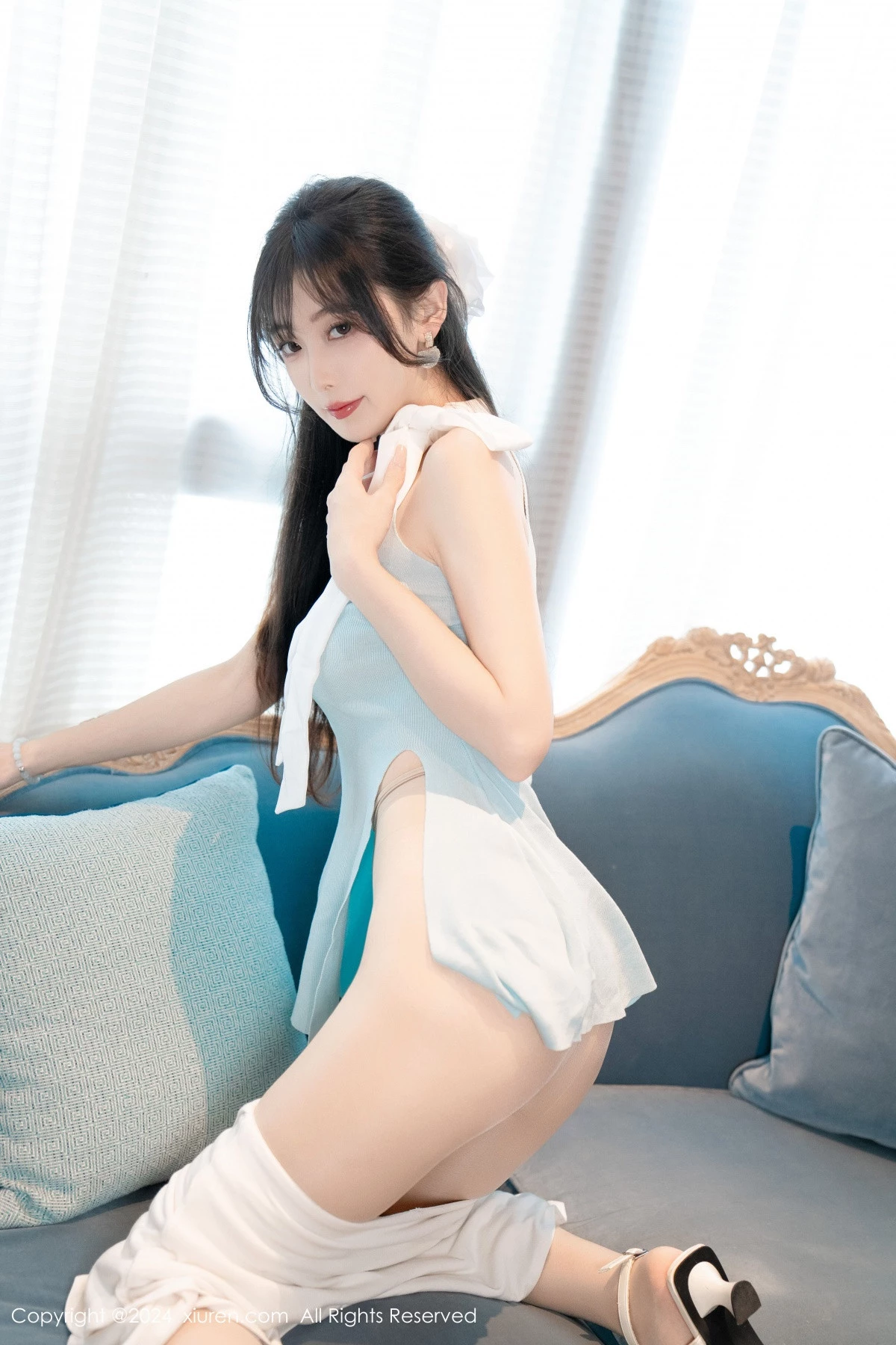 秀人集.com_[XiuRen秀人网]No.8761_模特林星阑性感蓝白连衣短裙露黑色情趣内衣秀曼妙身姿诱惑写真101P