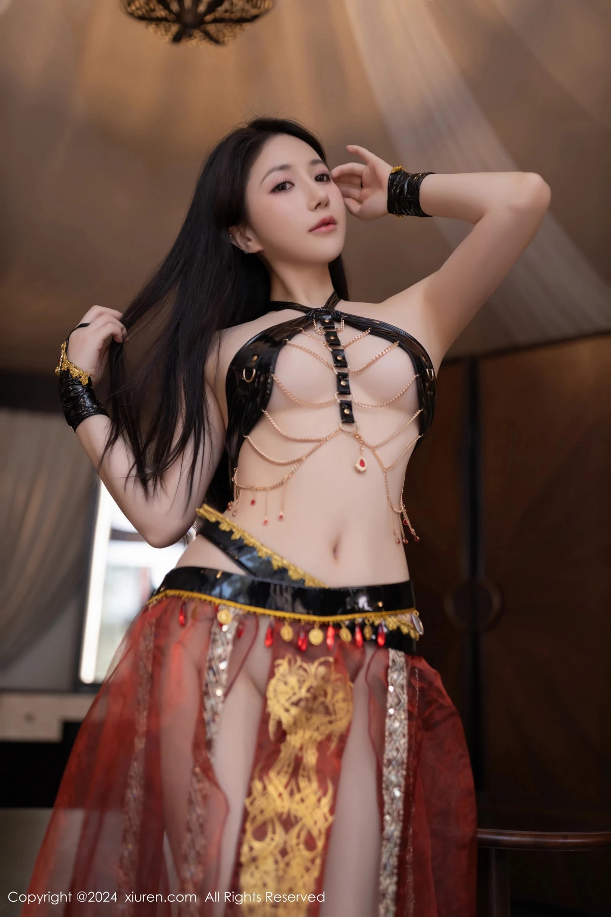 秀人集.com_[XiuRen秀人网]No.8778_模特鱼子酱Fish性感舞娘薄纱露黑色情趣内衣秀完美身材诱惑写真80P
