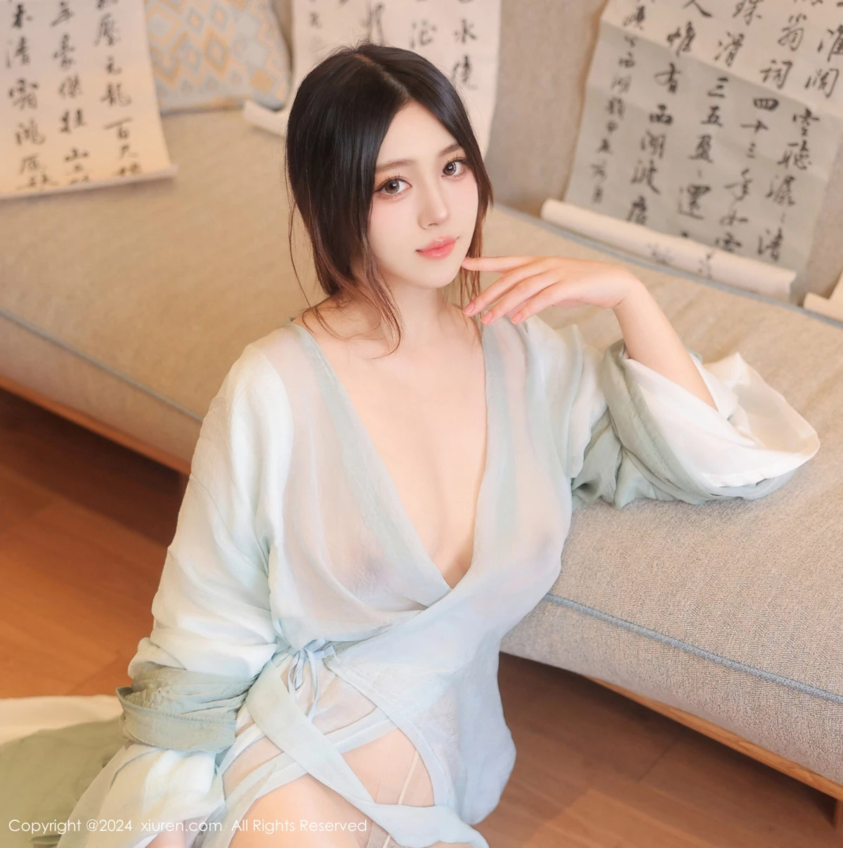 秀人集.com_[XiuRen秀人网]No.8937_模特蛋蛋宝私房性感绿色古装服饰配超薄肉丝秀丰腴身姿诱惑写真83P