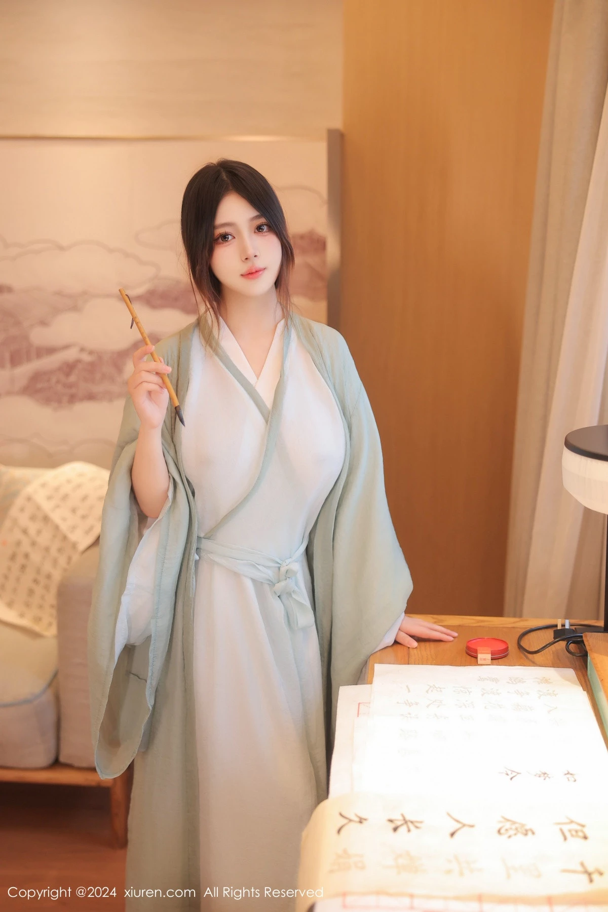 秀人集.com_[XiuRen秀人网]No.8937_模特蛋蛋宝私房性感绿色古装服饰配超薄肉丝秀丰腴身姿诱惑写真83P