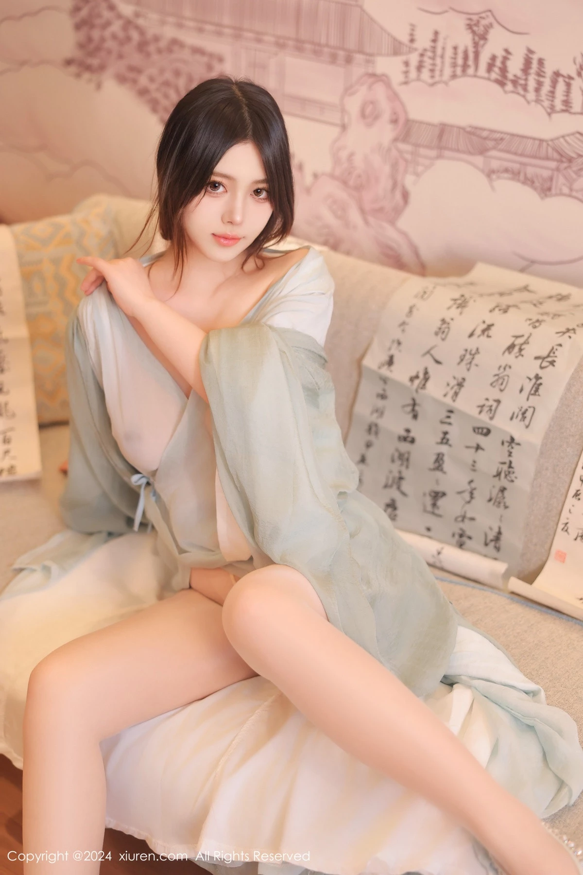 秀人集.com_[XiuRen秀人网]No.8937_模特蛋蛋宝私房性感绿色古装服饰配超薄肉丝秀丰腴身姿诱惑写真83P