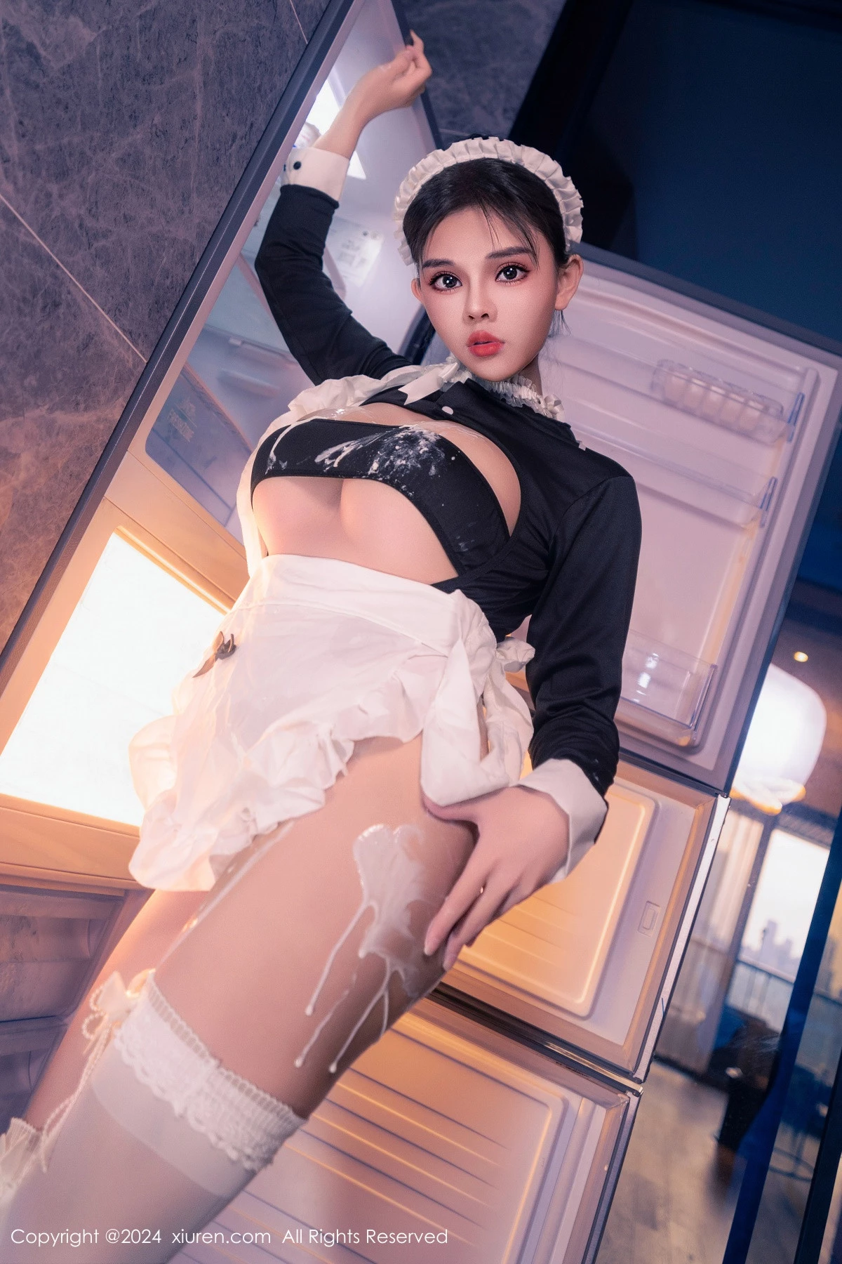 秀人集.com_[XiuRen秀人网]No.8966_新人模特小童颜私房浴室性感女仆装配白丝袜秀丰满身材诱惑写真80P