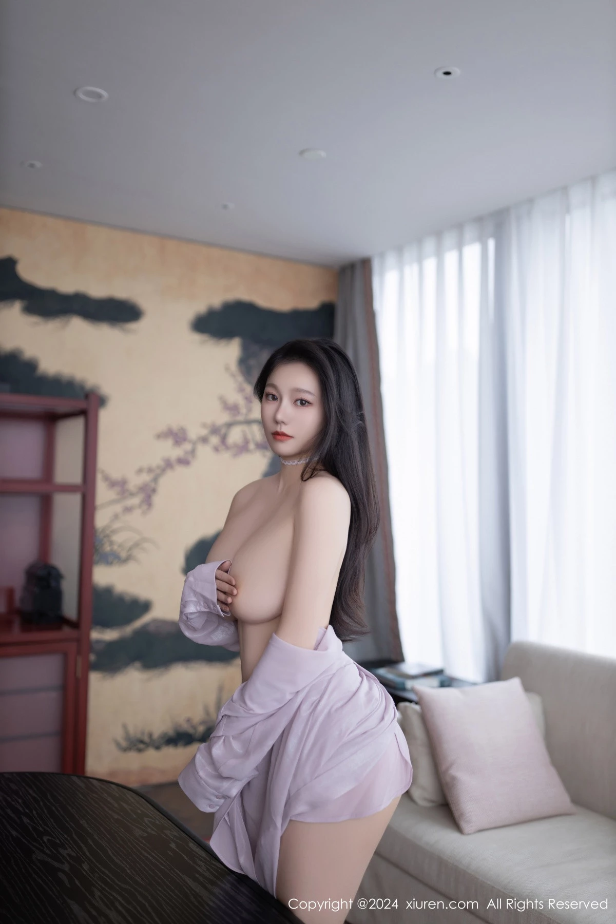 秀人集.com_[XiuRen秀人网]No.9009_模特安然anran性感黄色蕾丝内衣配白丝吊袜秀完美身材诱惑写真80P