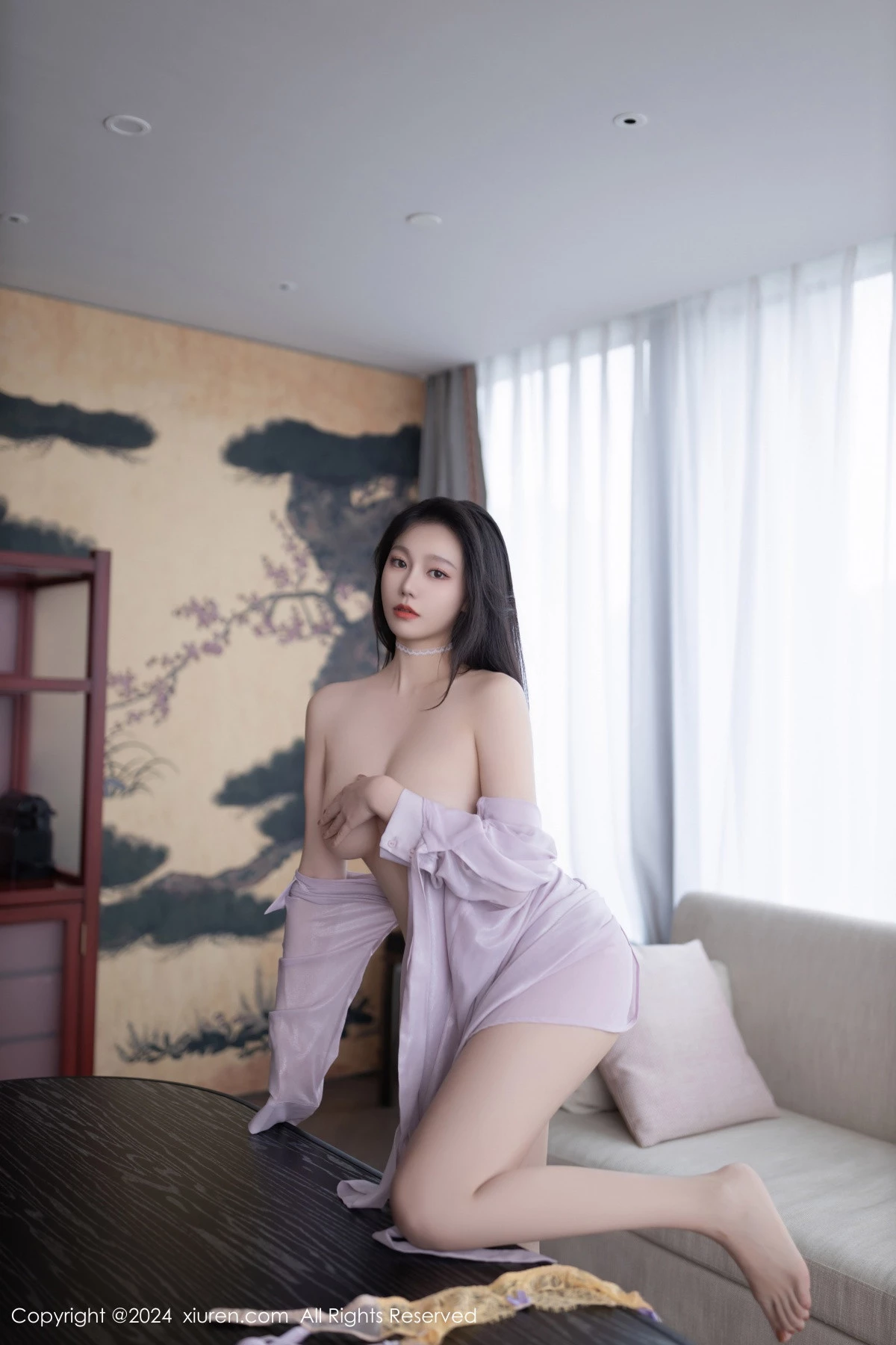 秀人集.com_[XiuRen秀人网]No.9009_模特安然anran性感黄色蕾丝内衣配白丝吊袜秀完美身材诱惑写真80P