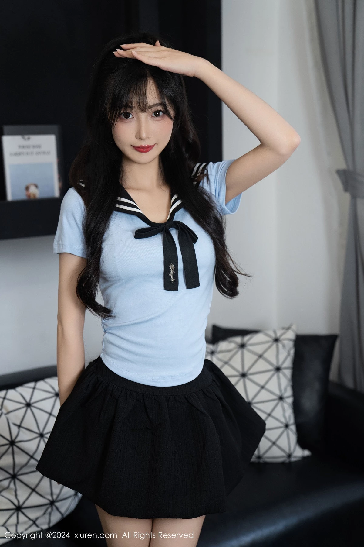 秀人集.com_[XiuRen秀人网]No.9151_模特林星阑性感蓝色JK制服+白色连体内衣秀曼妙身姿诱惑写真96P