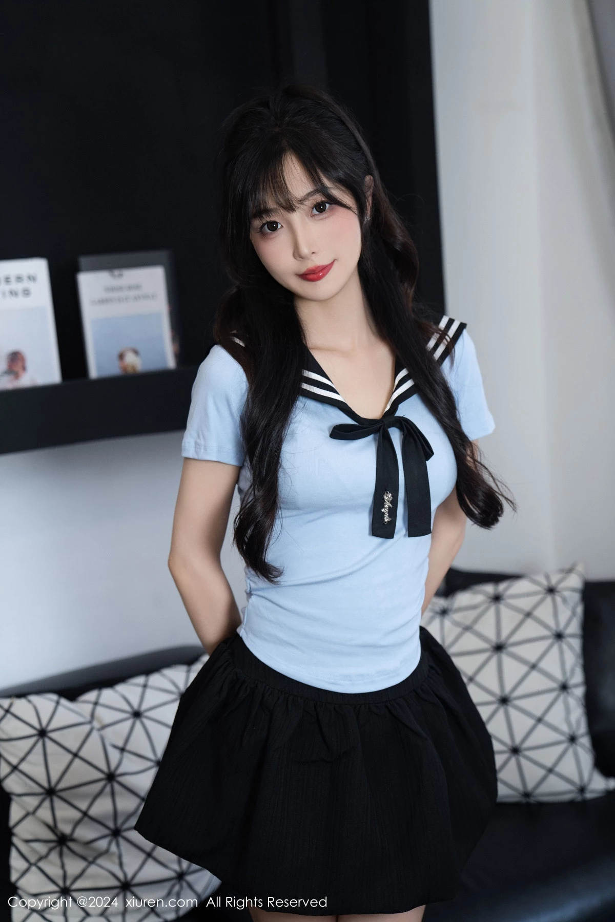 秀人集.com_[XiuRen秀人网]No.9151_模特林星阑性感蓝色JK制服+白色连体内衣秀曼妙身姿诱惑写真96P