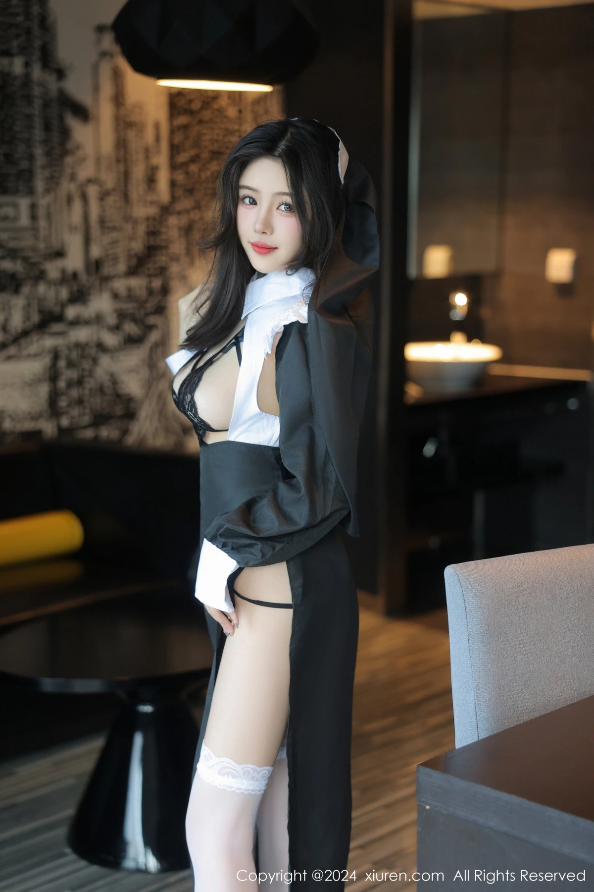 秀人集.com_[XiuRen秀人网]No.9045_模特袁圆性感修女服饰露黑色情趣内衣配白丝袜秀完美身材诱惑写真83P