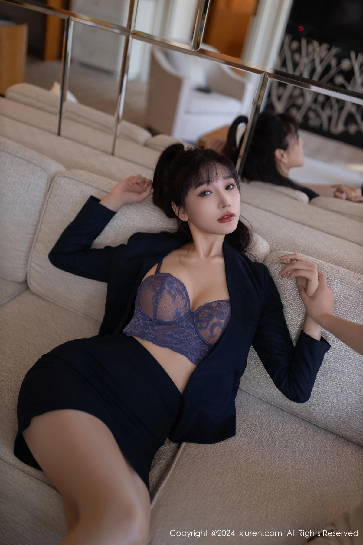 秀人集.com_[XiuRen秀人网]No.9263_模特陆萱萱性感黑色OL服饰露蓝色内衣配超薄肉丝秀美腿诱惑写真80P