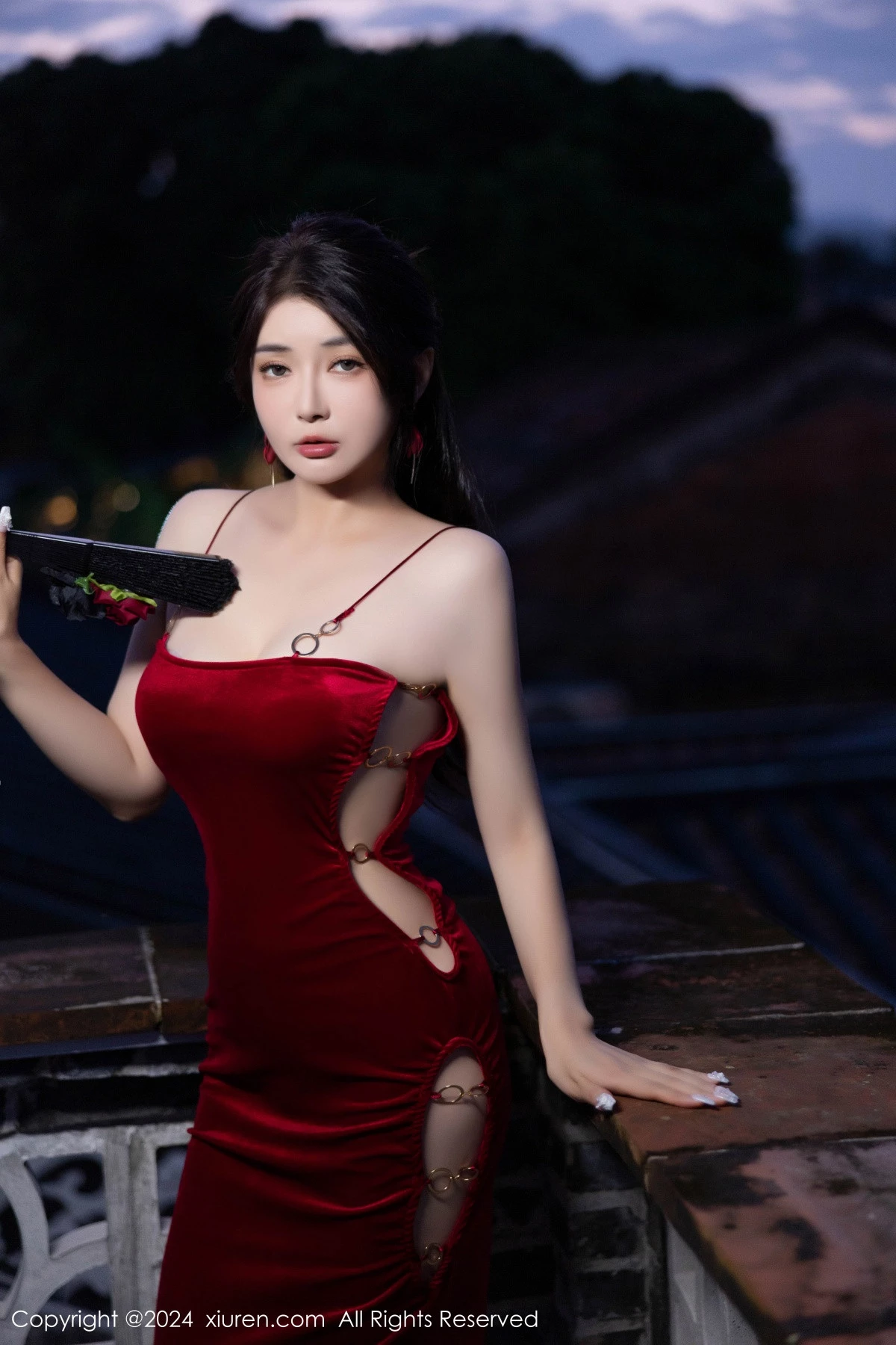 秀人集.com_[XiuRen秀人网]No.9327_模特凯竹Quinn红色露肩礼裙+红色情趣蕾丝秀曼妙身姿诱惑写真87P