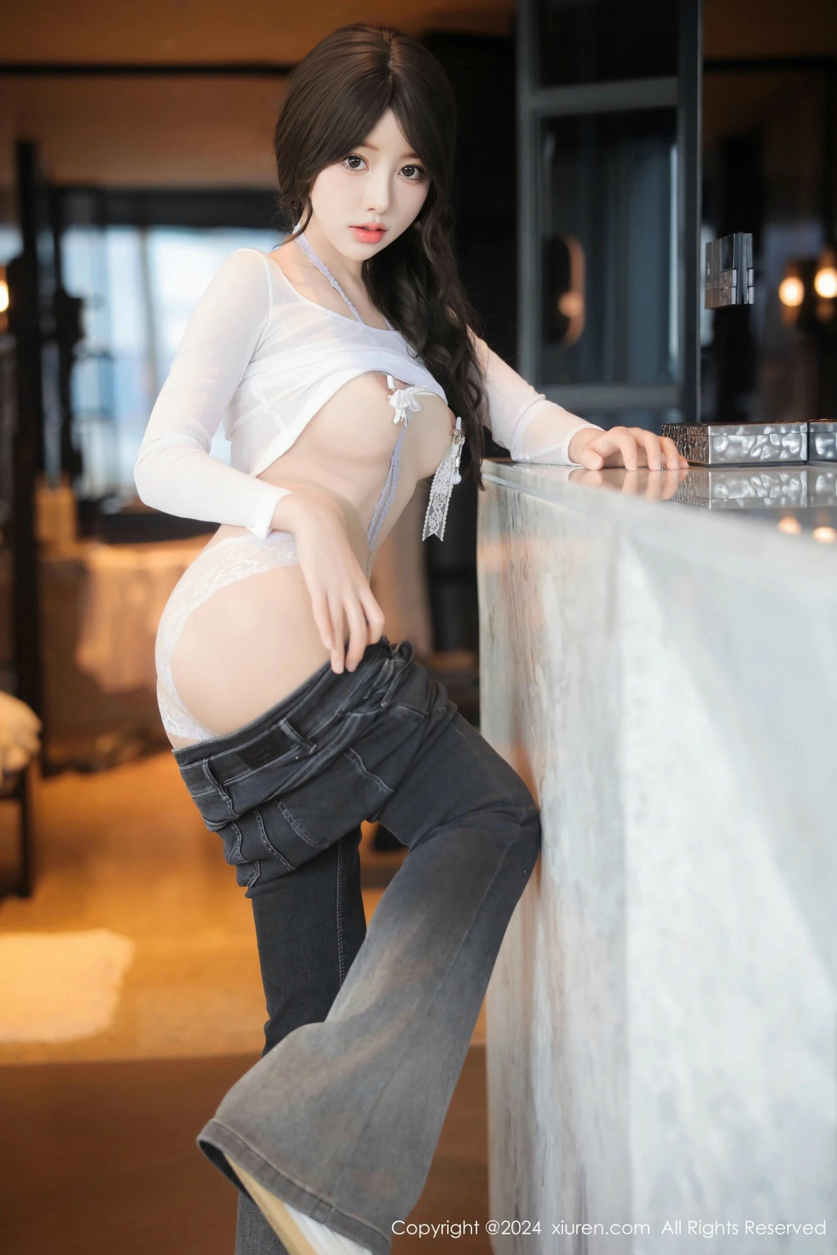 秀人集.com_[XiuRen秀人网]No.9524_模特桃妖夭性感白T配牛仔裤露白色情趣内衣秀惹火身材诱惑写真89P