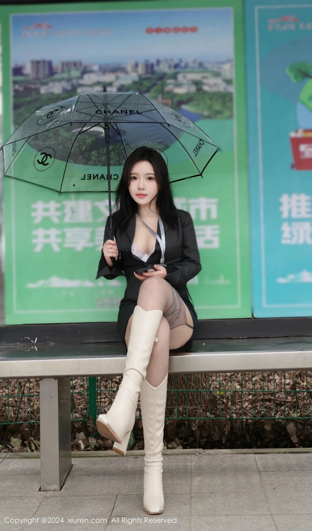 秀人集.com_[XiuRen秀人网]No.9595_模特小薯条nienie性感OL制服露情趣内衣配灰丝吊袜秀美腿诱惑写真76P
