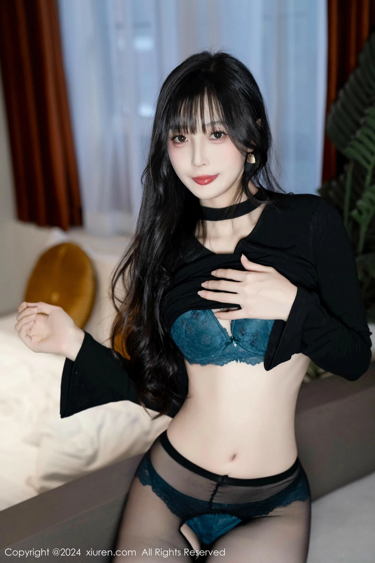 秀人集.com_[XiuRen秀人网]No.9691_模特林星阑性感墨绿色内衣配超薄黑丝秀曼妙身姿迷人诱惑写真100P