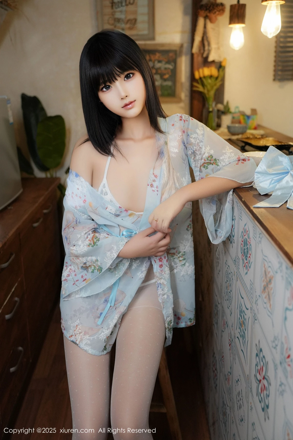 秀人集.com_[XiuRen秀人网]No.9760_模特姚若兮vay性感浅绿碎花情趣裙配白丝裤袜秀曼妙身姿诱惑写真51P