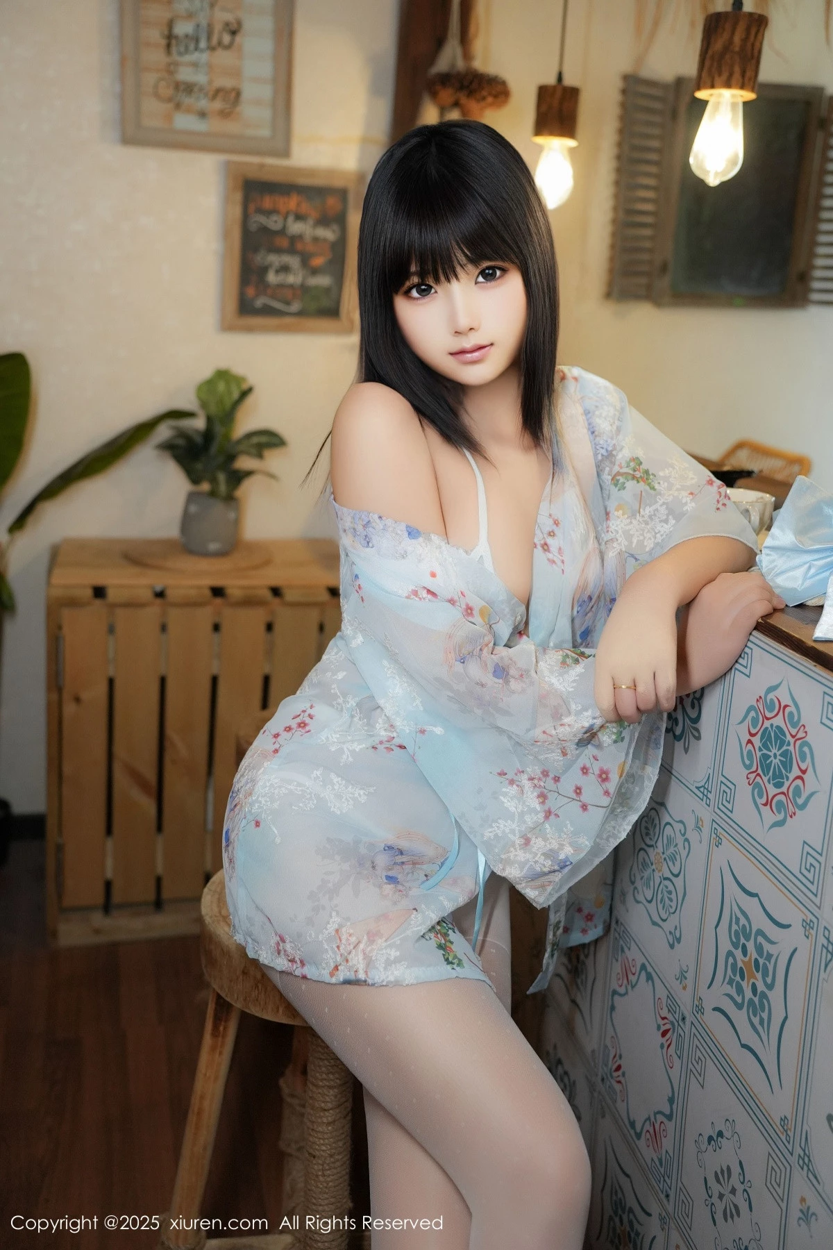 秀人集.com_[XiuRen秀人网]No.9760_模特姚若兮vay性感浅绿碎花情趣裙配白丝裤袜秀曼妙身姿诱惑写真51P
