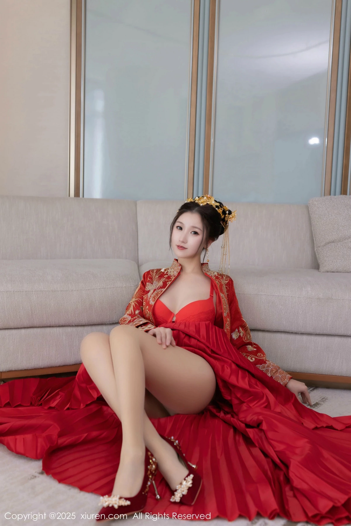 秀人集.com_[XiuRen秀人网]No.9811_模特杏子Yada性感新娘装红色情趣内衣配超薄肉丝秀美腿诱惑写真84P