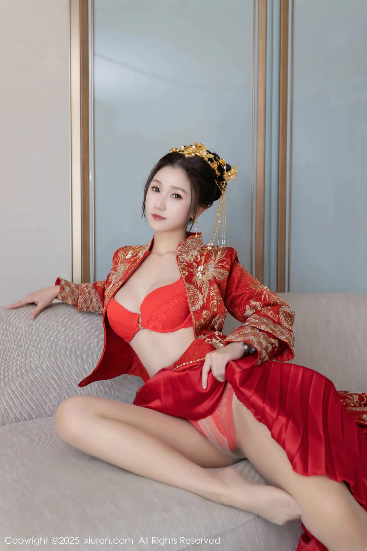 秀人集.com_[XiuRen秀人网]No.9811_模特杏子Yada性感新娘装红色情趣内衣配超薄肉丝秀美腿诱惑写真84P