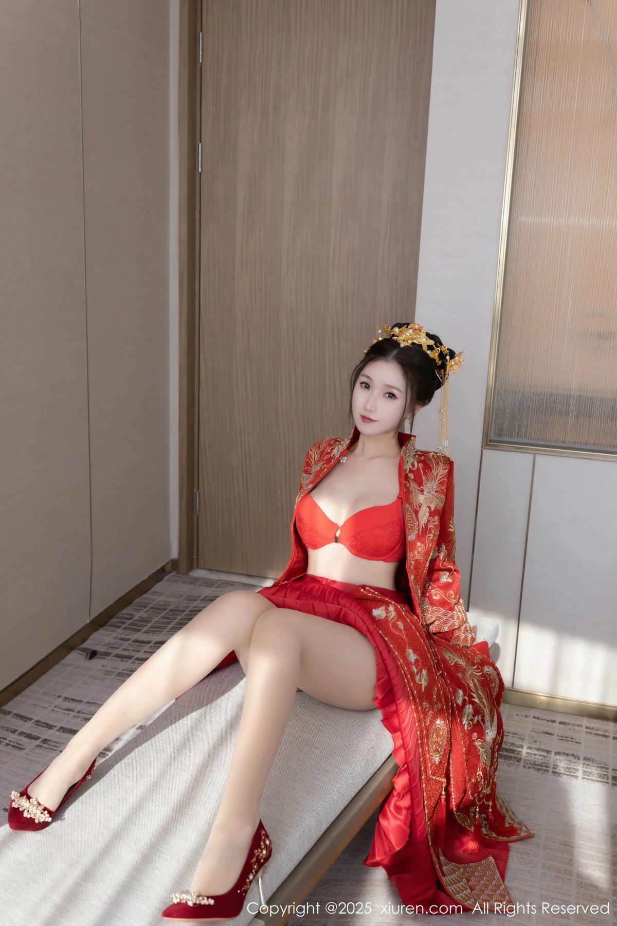 秀人集.com_[XiuRen秀人网]No.9811_模特杏子Yada性感新娘装红色情趣内衣配超薄肉丝秀美腿诱惑写真84P