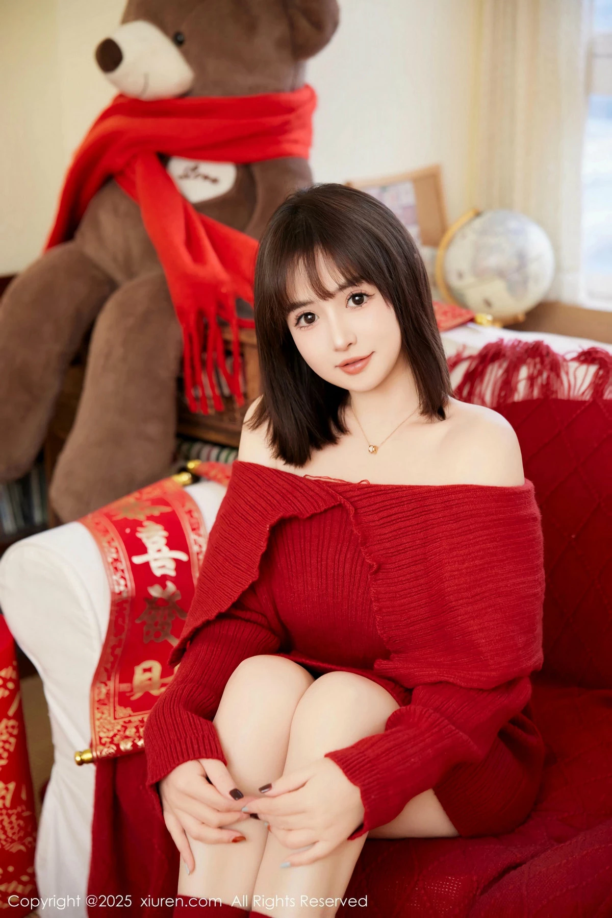 秀人集.com_[XiuRen秀人网]No.9818_模特养乐多Doll新年主题性感喜庆红色内衣秀完美身材诱惑写真66P