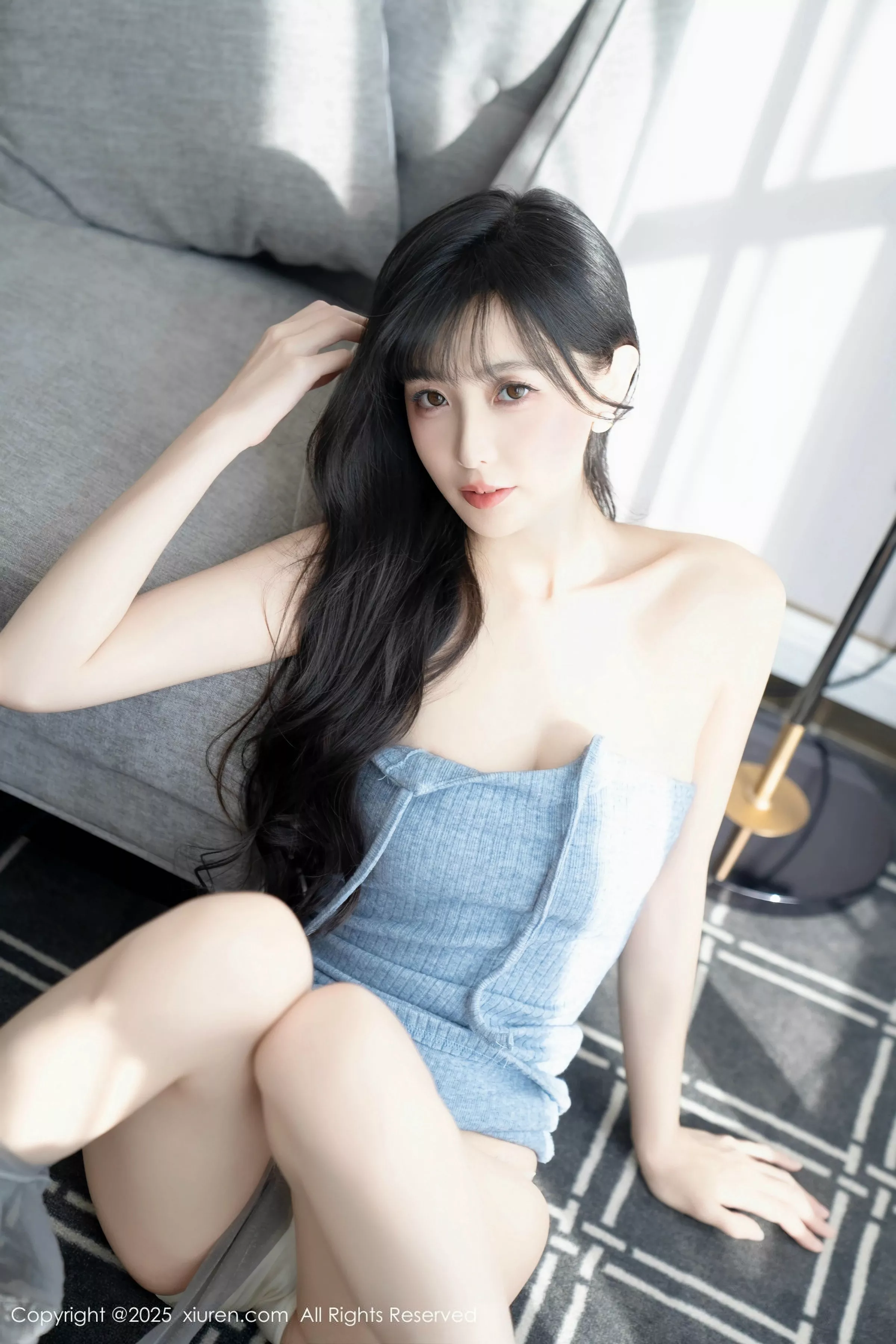 秀人集.com_[XiuRen秀人网]No.10124_模特樱桃小阑子性感浅蓝色连衣短裙配灰丝袜秀曼妙身姿诱惑写真86P