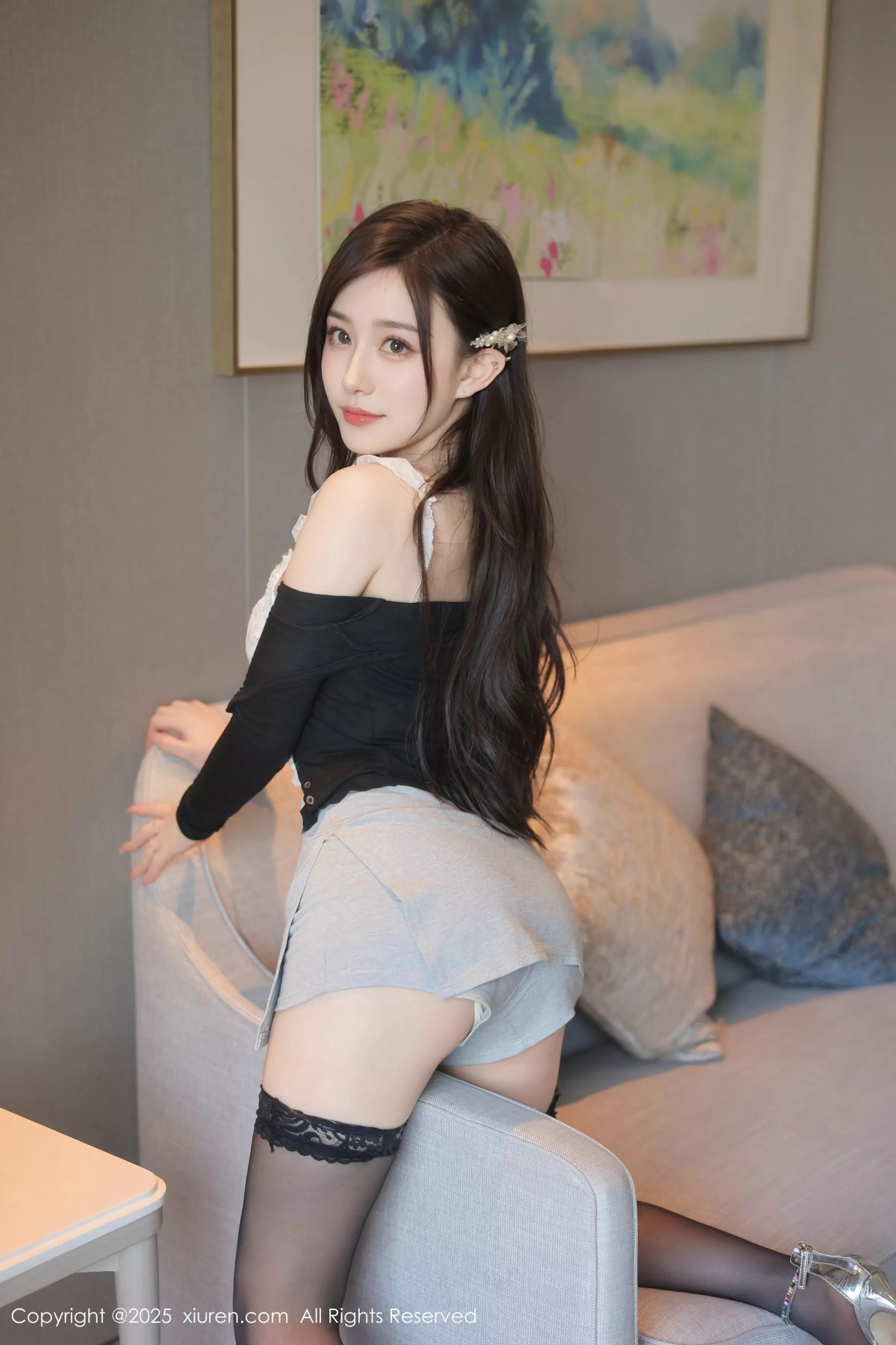 秀人集.com_[XiuRen秀人网]No.10225_新人模特小阿蓝性感白色抹胸内衣配黑丝袜秀丰腴身材诱惑写真81P