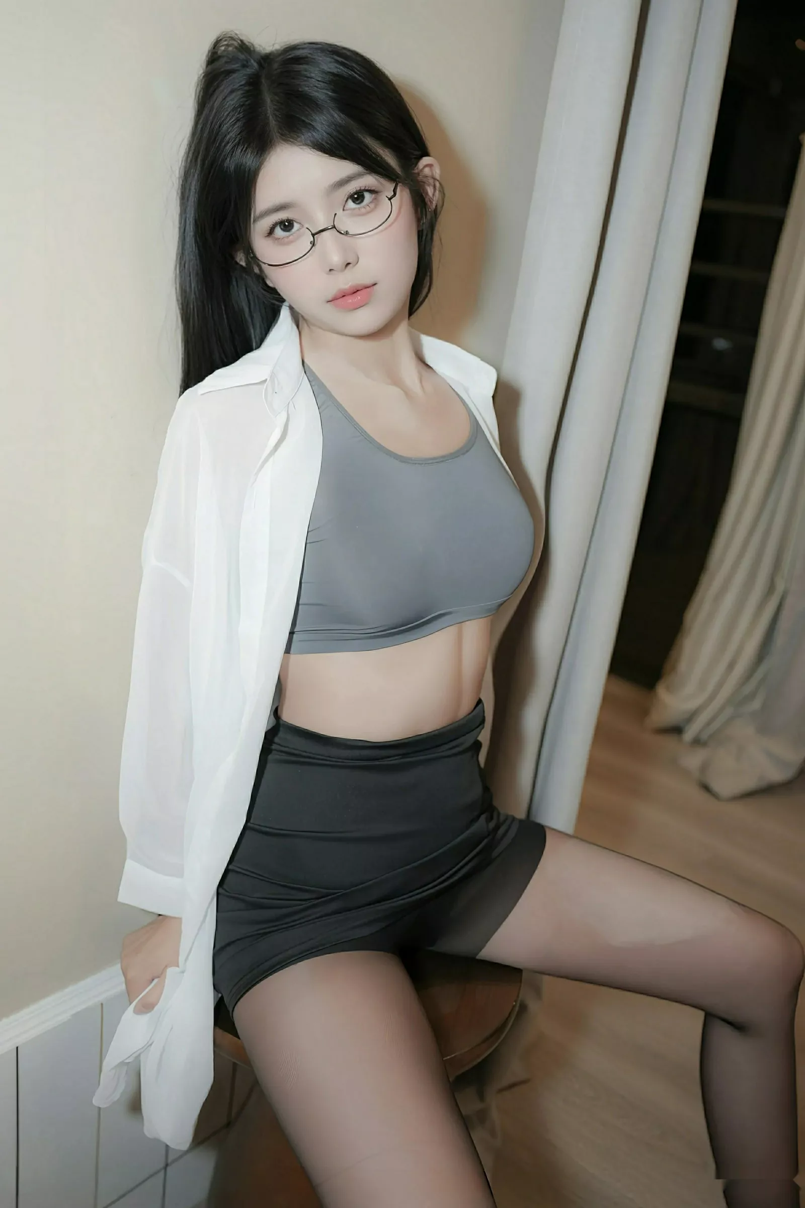 秀人集.com_[XiuRen秀人网]No.10601_模特美少女@性感白色衬衫配超薄无内黑丝秀柔美身姿诱惑写真51P